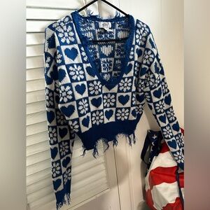 Blue and White Winter Sweater